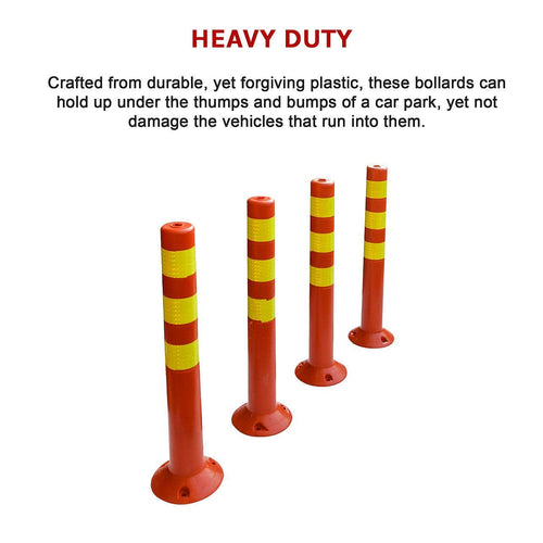 4x Plastic Traffic Bollard Barrier Post Crowd Control Safety 