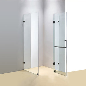 110 x 100cm Frameless 10mm Glass Shower Screen By Della Francesca BLACK Hardware, SQUARE Handle