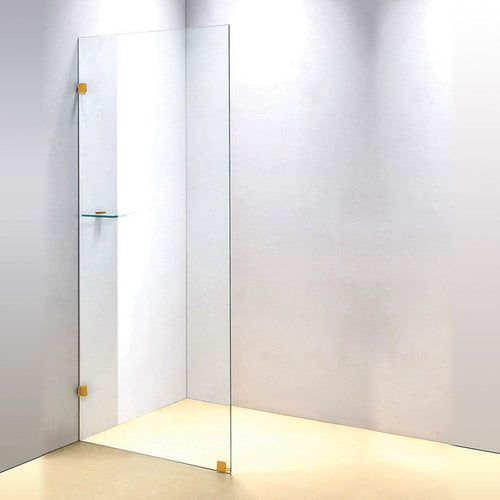 80 x 210cm Frameless 10mm Safety Glass Shower Screen Gold Finish