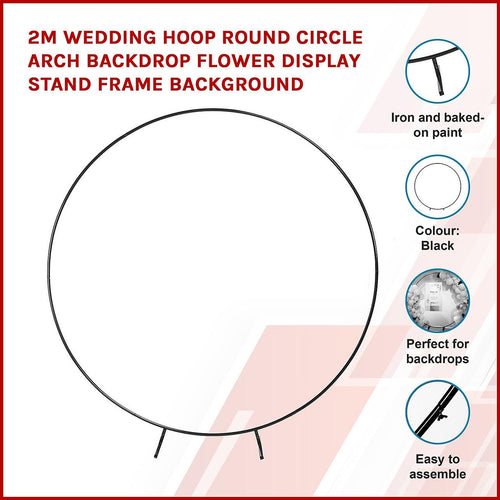 2M Wedding Hoop Round Circle Arch Backdrop Flower Display Stand Frame Background Black