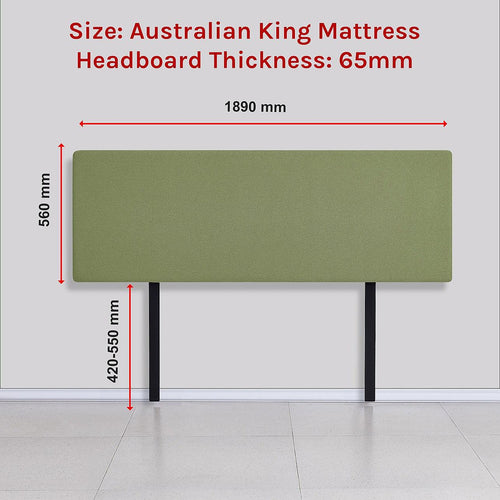 Linen Fabric Rectangular King Bed Deluxe Headboard Bedhead Olive Green 
