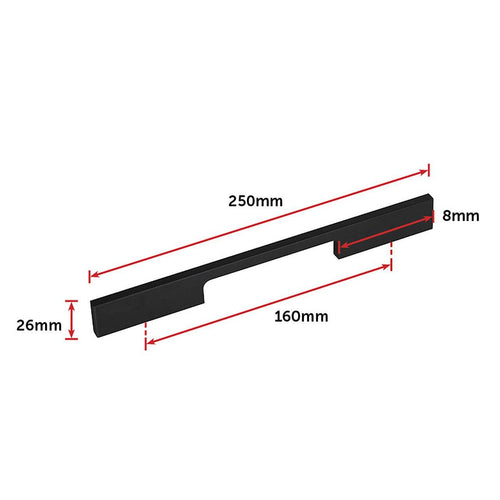 5 x 160mm Kitchen Cabinet Cupboard Door Drawer Handles Square Black Furniture Pulls