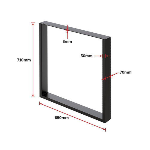 Square-Shaped Table Bench Desk Legs Retro Industrial Design Fully Welded - Black