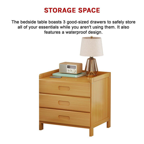 Bamboo Bedside Table Nightstand Storage Bedroom Sofa Side Stand - Wood