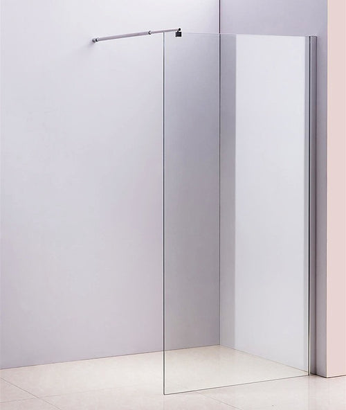 100 x 200cm Frameless 10mm Safety Glass Shower Screen in Round Chrome
