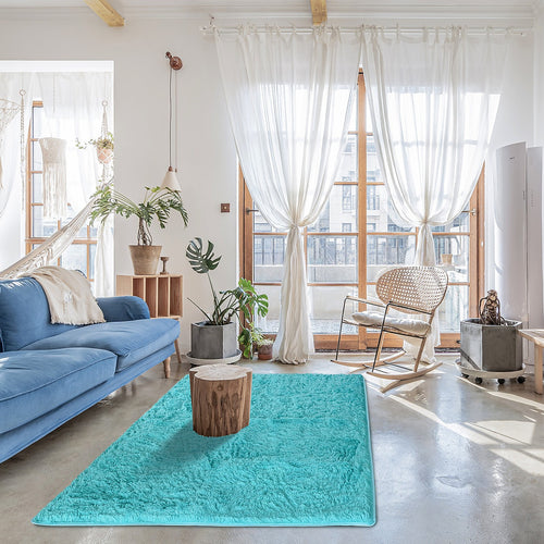 230x160cm Floor Rugs Large Shaggy Rug Area Carpet Bedroom Living Room Mat Turquoise