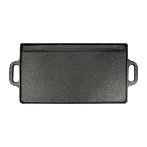 46x22 cm Cast Iron Reversible Griddle Plate BBQ Hob Cooking Grill Pan