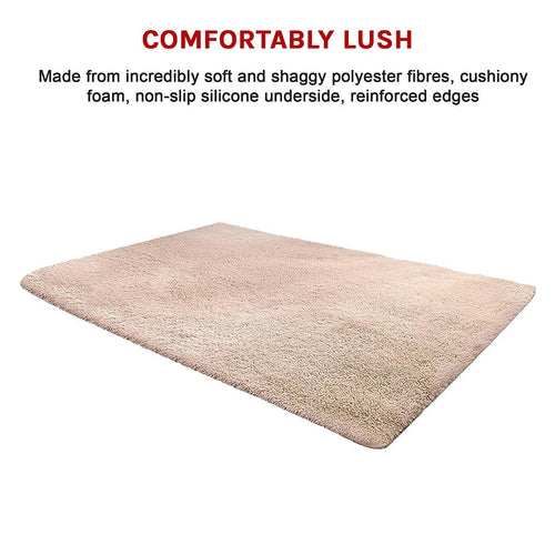 230x160cm Floor Rugs Large Shaggy Rug Area Carpet Bedroom Living Room Mat Beige
