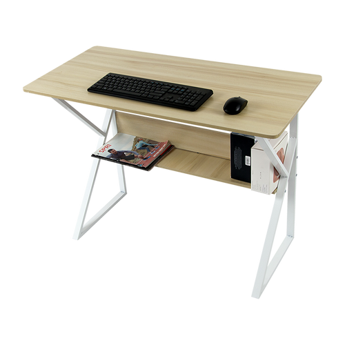 Wood & Metal Computer Desk with Shelf Home Office Furniture