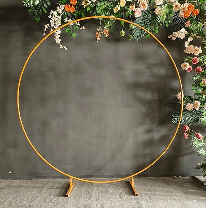 2M Wedding Hoop Round Arch Backdrop Flower Display Gold