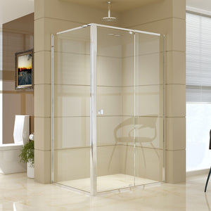 Front: (114~122) x 195cm Adjustable Semi Frameless Shower Screen in Chrome Side: (89~92) x 195cm