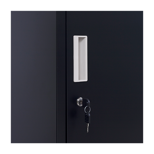 Black Locker with 4 Doors & Standard Lock with 2 Keys – Storage for Gym, School, or Workplace