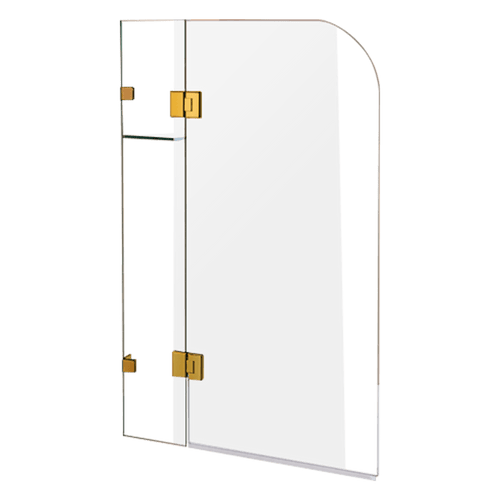 Frameless Glass Bath Screen 90 x 145cm Gold Finish