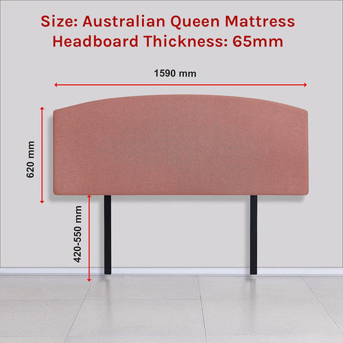 Linen Fabric Curved Queen Bed Deluxe Headboard Bedhead Pearl Copper Brown 