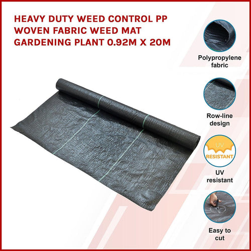 Heavy Duty Weed Control PP Woven Fabric Weed Mat Gardening Plant 20 x 0.92m