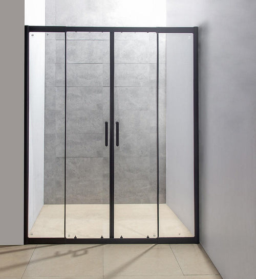 1400-1600mm Sliding Door Safety Glass Shower Screen Black By Della Francesca