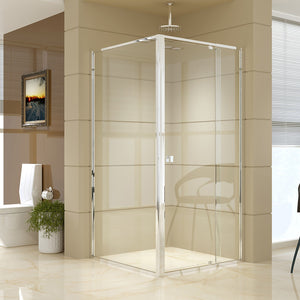 Front: (98~106) x 195cm Adjustable Semi Frameless Shower Screen in Chrome Side: (98~101) x 195cm