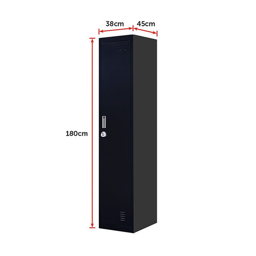 Lockable 1-Door Black Locker for Home or Office - 3-Digit Combination Lock