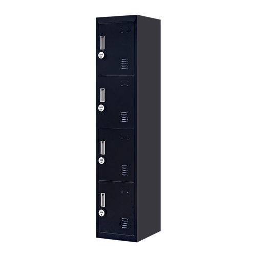 Black Locker with 4 Doors & 4-Digit Combination Lock – Storage for Gym, School, or Workplace