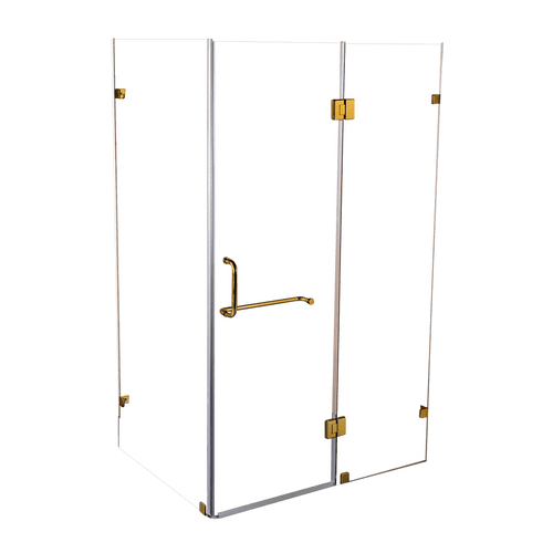 120x90cm Frameless 10mm Glass Shower Screen GOLD Hardware, SQUARE Handle