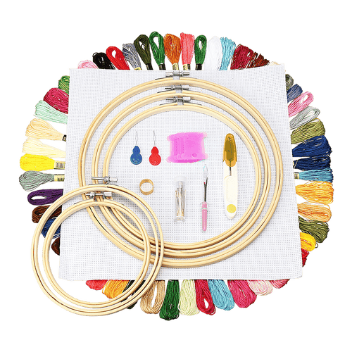Embroidery Starter Kit Cross Stitch Kit DIY Hand Craft Stitch 50 Color Kit