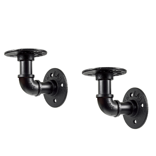Industrial Black Iron Pipe Bracket Wall Mounted Floating Shelf - Set of 2