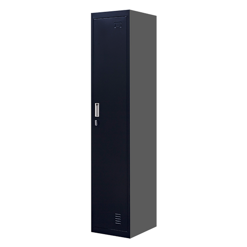 Lockable 1-Door Black Locker for Home or Office - Padlock-operated