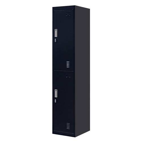 2-Door Black Locker Cabinet Padlock-operated – Secure & Durable