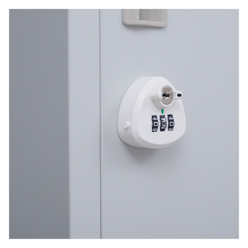 Grey Locker with 4 Doors & 3-Digit Combination Lock – Storage for Gym, School, or Workplace