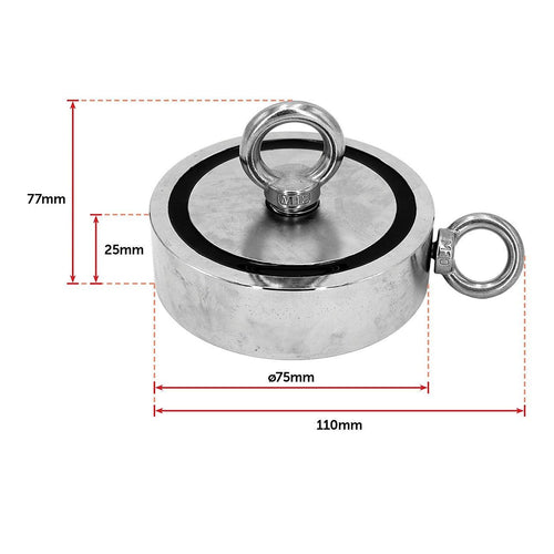 340Kg Salvage Strong Recovery Magnet Neodymium Hook Treasure Hunting Fishing