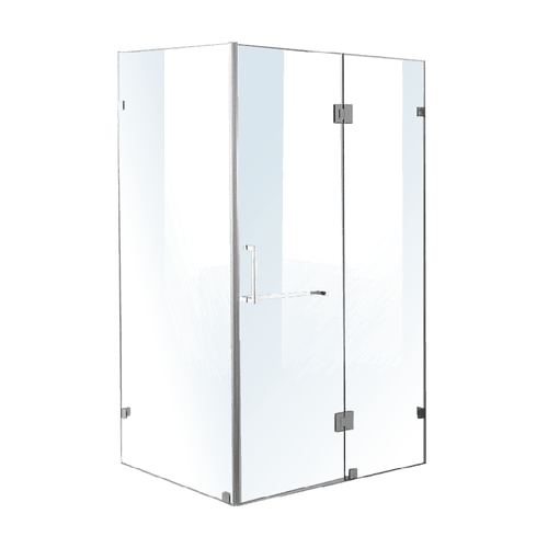120 x 80cm Frameless 10mm Glass Shower Screen By Della Francesca CHROME Hardware,SQUARE Handle