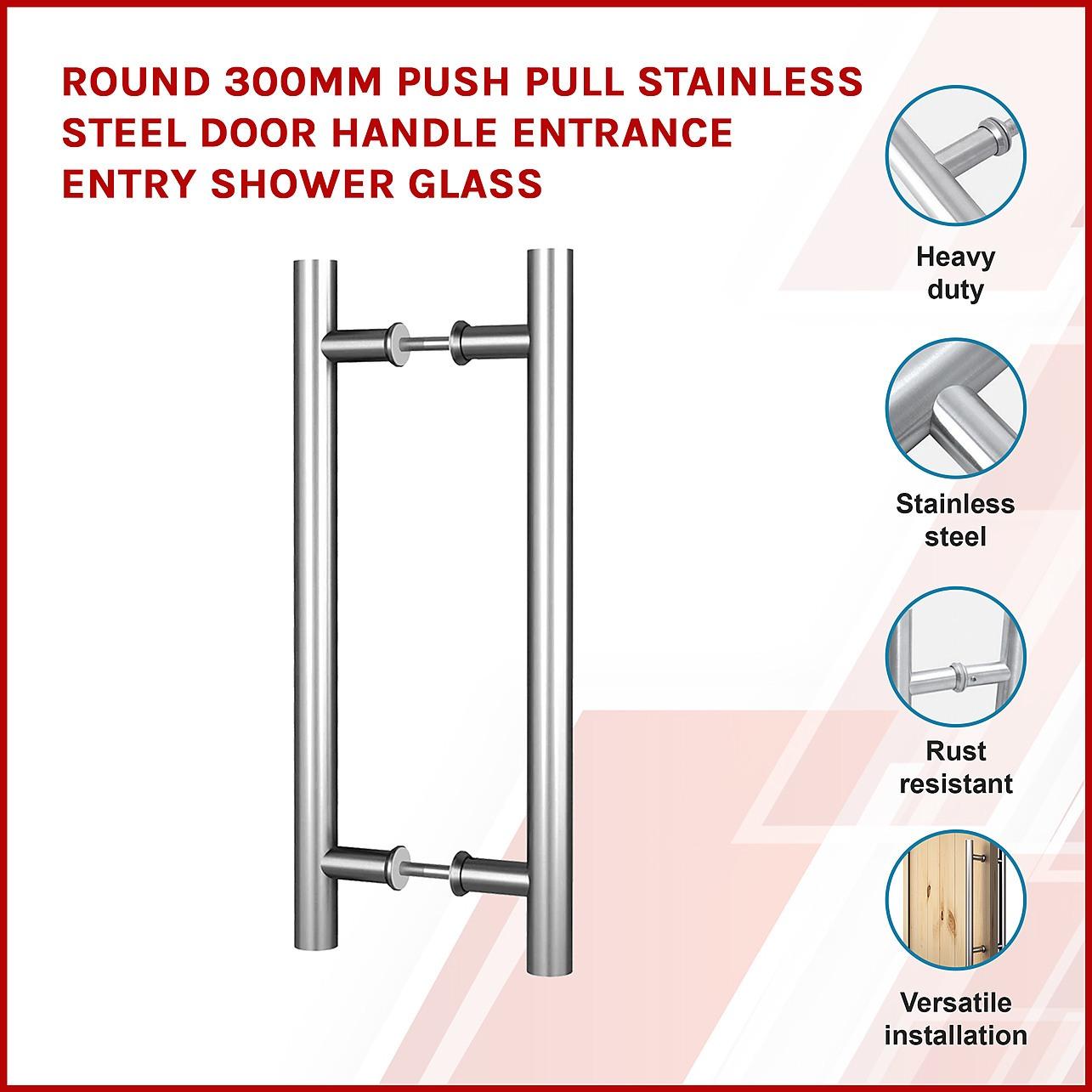 Stainless Steel Shower Glass Door Handle – Pull Knob With 300mm Hole Distance, Chrome Finish – Easy Install For Bathroom & Barn Doors