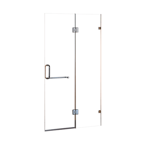 90 x 200cm Wall to Wall Frameless Shower Screen in Nickel Hardware, Round Handle