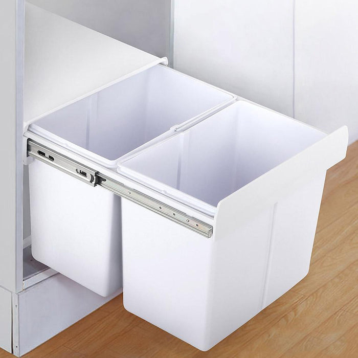 Kitchen Double Slide Pull Out Bin for Garbage Rubbish Waste 2X20L