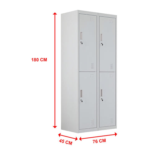 2x2 Door Grey Metal Locker – Secure Storage with Standard Lock with 2 Keys