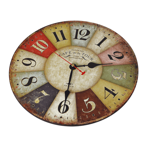 Large Colourful Wall Clock Kitchen  Office Retro Timepiece