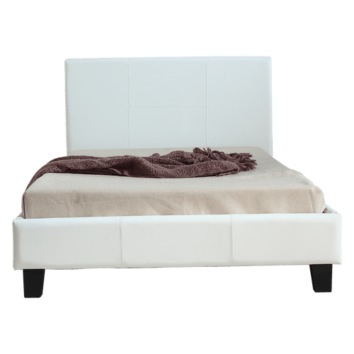 King Single Bed Frame White PU Leather