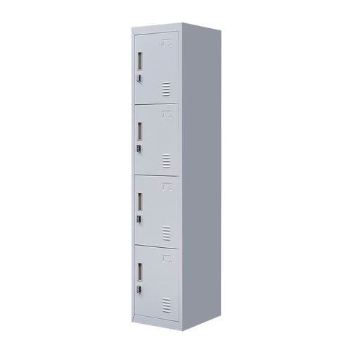 Grey Locker with 4 Doors & Padlock-operated – Storage for Gym, School, or Workplace