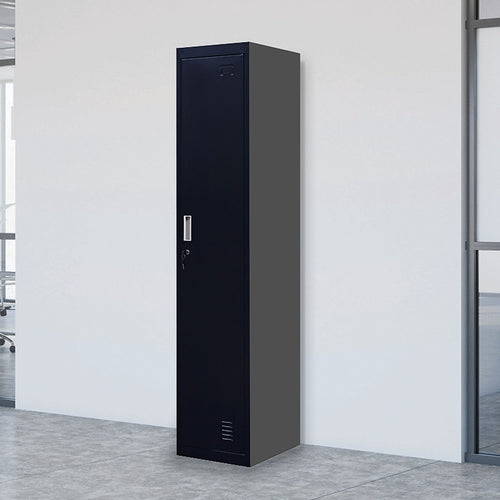Lockable 1-Door Black Locker for Home or Office - Standard Lock with 2 Keys