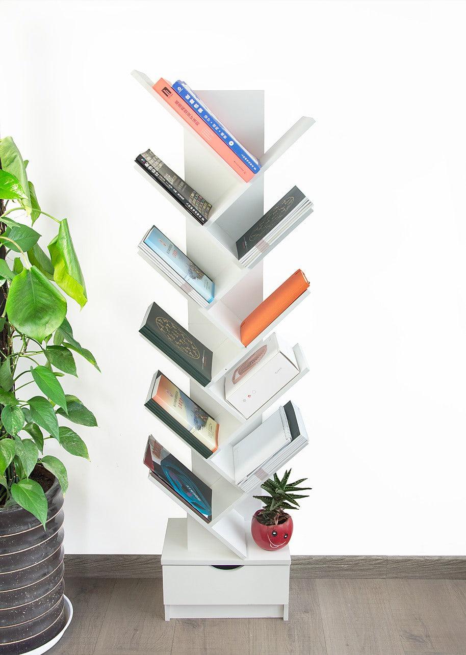 Tree Bookshelf Bookcase Book Organizer 12-Tier Multipurpose Shelf ...