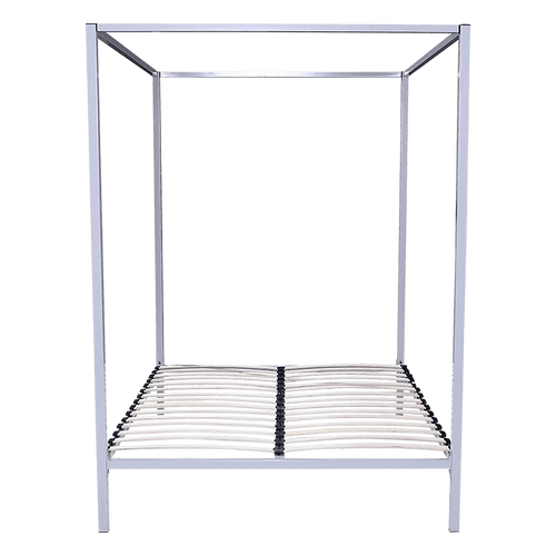 4 Four Poster Queen Bed Frame - Cream