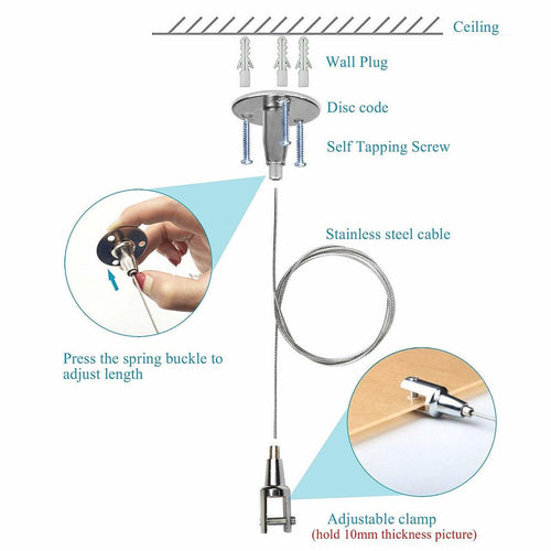 Billboard Hanger Indicator Light Suspension Hook Cable 30kg Load Capacity 8 Pack