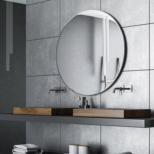 90cm Round Wall Mirror Bathroom Makeup Mirror by Della Francesca - Black