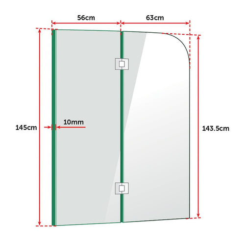 Frameless Glass Bath Screen 120 x 145cm Chrome