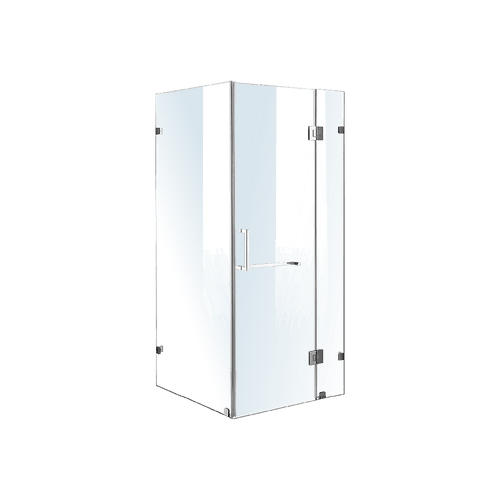 100 x 70cm Frameless 10mm Glass Shower Screen By Della Francesca CHROME Hardware,SQUARE Handle