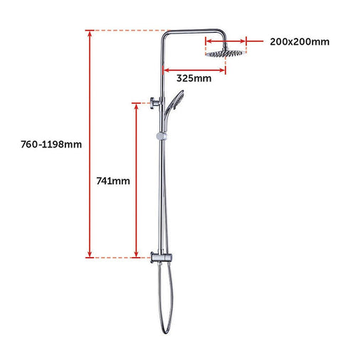 WELS 8" Chrome Rain Shower Dual Rounded Heads Set with Handheld