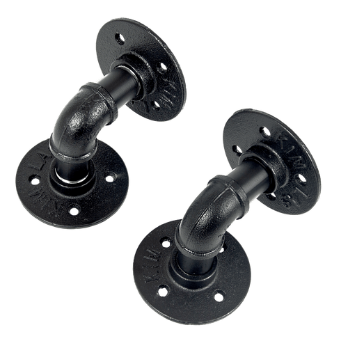 Industrial Black Iron Pipe Bracket Wall Mounted Floating Shelf - Set of 2