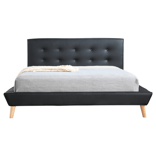 Double PU Leather Deluxe Bed Frame - Black