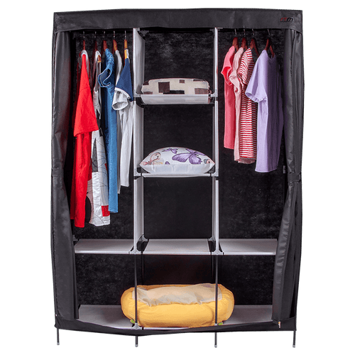 Large Portable Clothes Closet Canvas Wardrobe Storage Organizer with Shelves