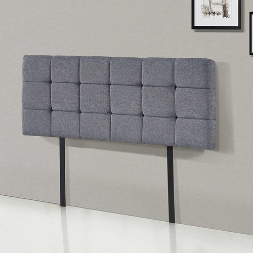 Grey Linen Fabric Double Deluxe Tufted Headboard Bedhead